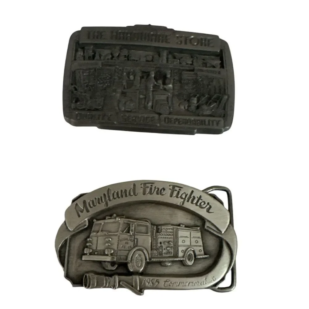 Maryland Fire Fighter Belt Buckle - Silver